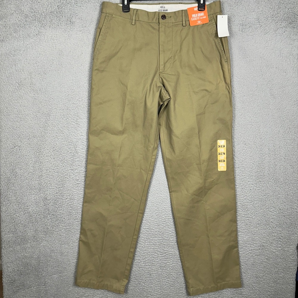 NEW Dockers Pants Men 34X34 Field Khaki Classic Fit Tan Pacific Collection Chino